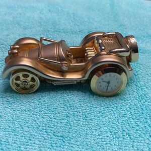Vintage antique car mini brass clock